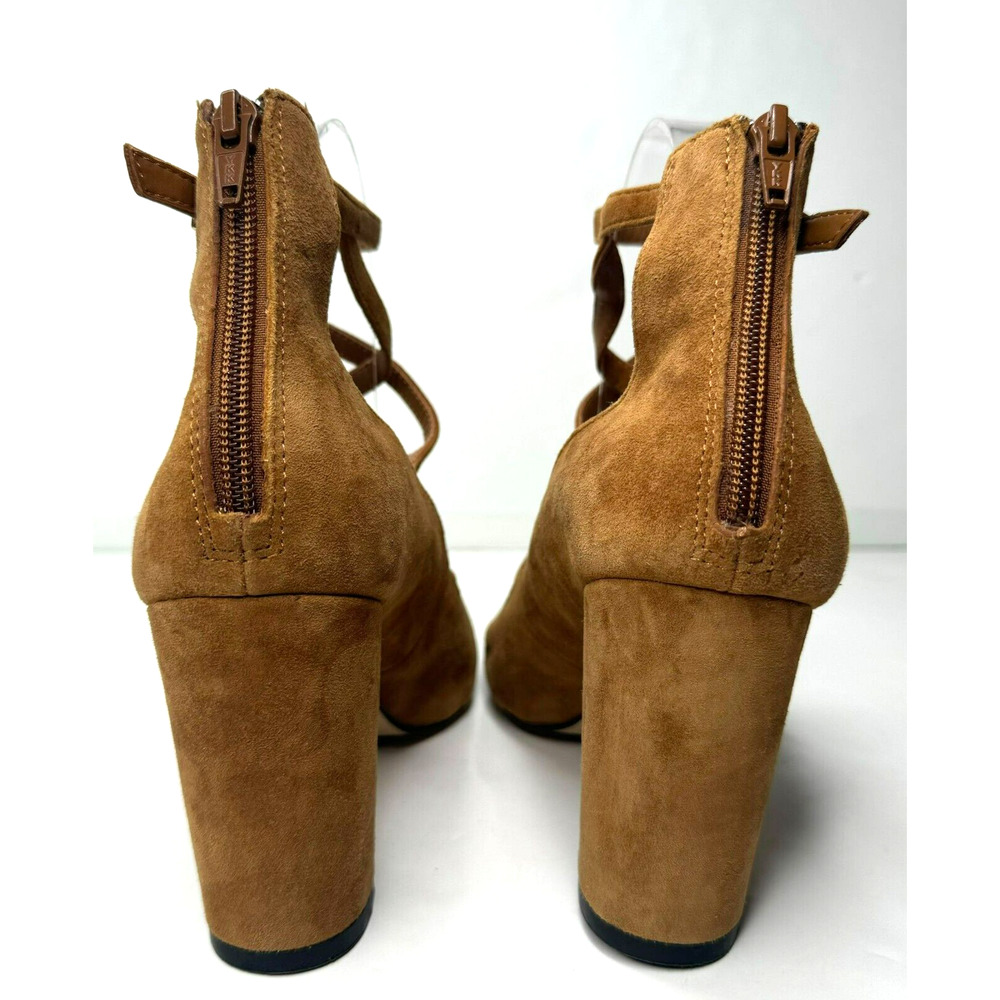Gianni Bini Heels Womens 8M Brown Suede Strappy Zip Up Block Pump 4" - Picture 6 of 10
